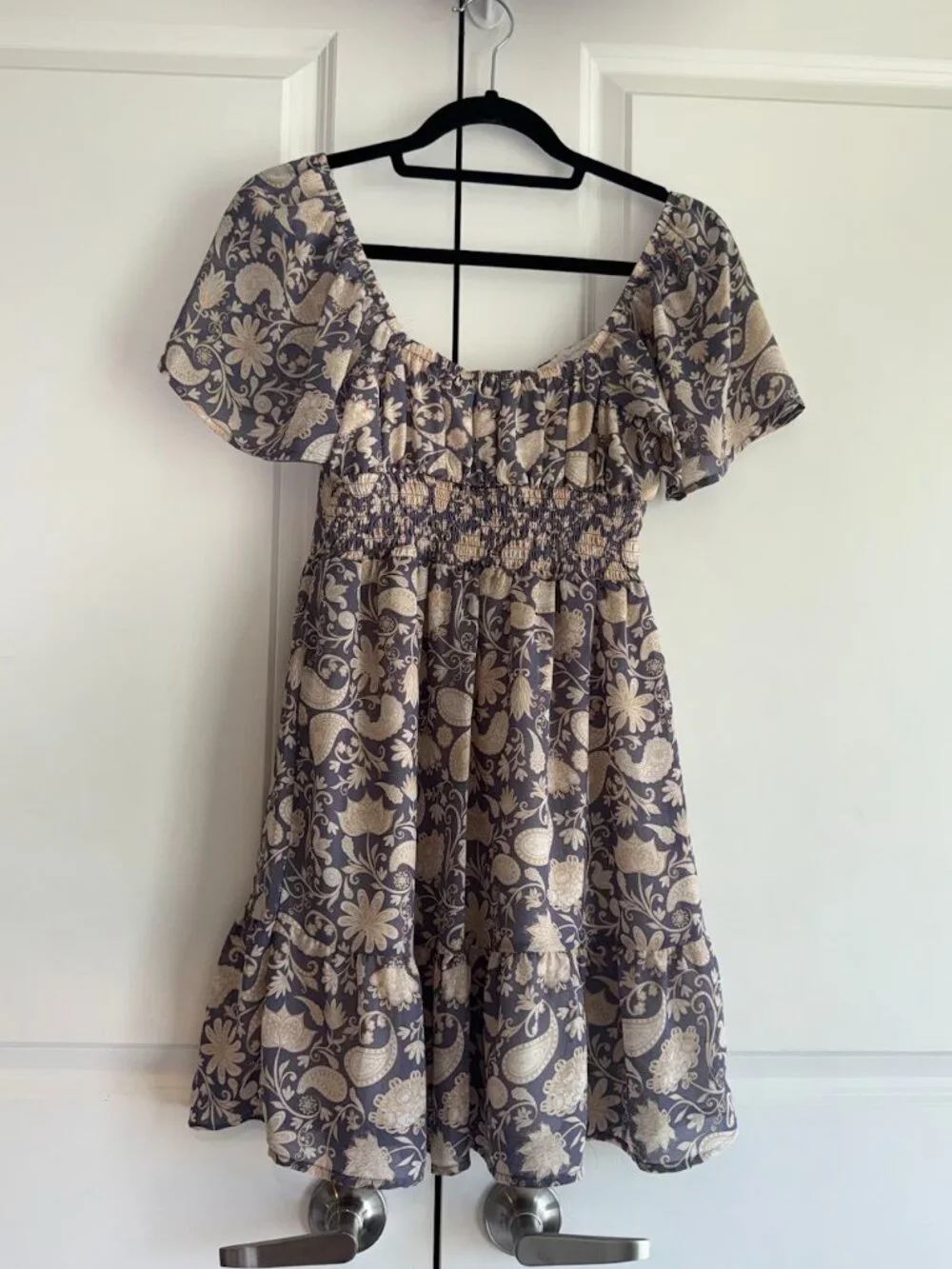 Paisley Floral Babydoll Mini Dress - Picture 2 of 4